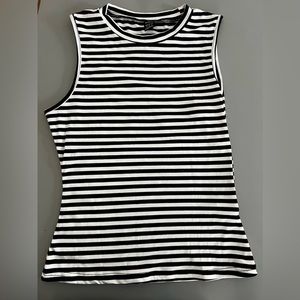 Black white striped Tank top size Small NWOT